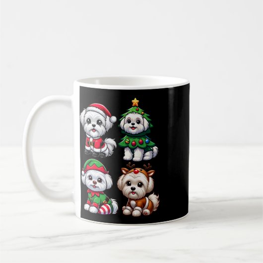 Maltesischer Weihnachtsbaum Santa Elf Kostüm Hund  Kaffeetasse (Links)