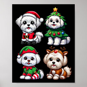 Maltesischer Weihnachtsbaum Santa Elf Kostüm Hund Poster