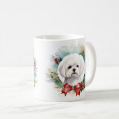 Maltesischer Weihnachtskranz Festiver Welpe Kaffeetasse (VorderseiteRechts)