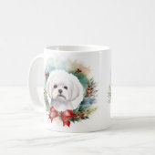 Maltesischer Weihnachtskranz Festiver Welpe Kaffeetasse (Vorderseite Links)