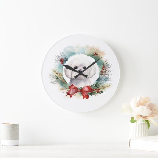 Maltesischer Weihnachtsmann Große Wanduhr (Zuhause)