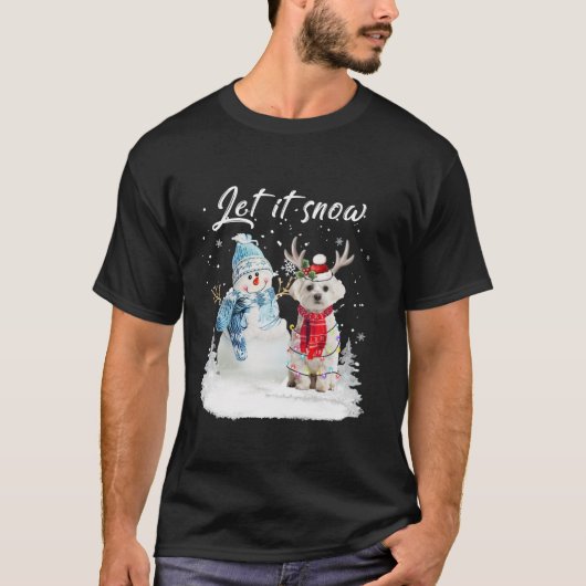Maltesischer Weihnachtsschneemann Xmas Pajama T-Shirt (Vorderseite)
