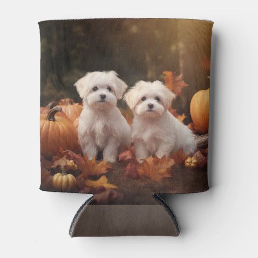 Maltesischer Welpe Autumn Delight Pumpkin Dosenkühler (Vorderseite)