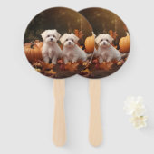 Maltesischer Welpe Autumn Delight Pumpkin Fächer (Vorne und Hinten)