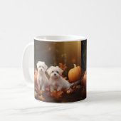 Maltesischer Welpe Autumn Delight Pumpkin Kaffeetasse (Vorderseite Links)