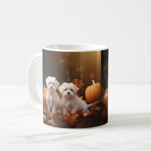 Maltesischer Welpe Autumn Delight Pumpkin Kaffeetasse (Vorderseite Links)