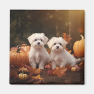 Maltesischer Welpe Autumn Delight Pumpkin Magnet