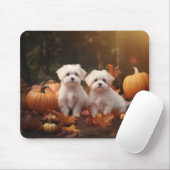 Maltesischer Welpe Autumn Delight Pumpkin Mousepad (Mit Mouse)