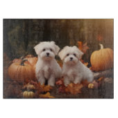 Maltesischer Welpe Autumn Delight Pumpkin Schneidebrett (Vorderseite)