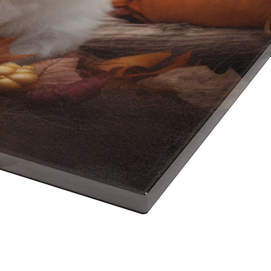 Maltesischer Welpe Autumn Delight Pumpkin Schneidebrett (Ecke)