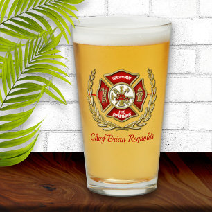 Maltesisches Cross Personalisiert Firefighter Pint Glas