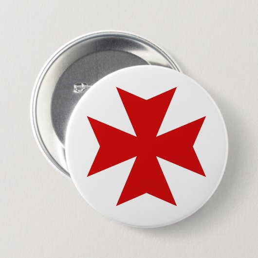 Maltesisches Cross Red Button #1 (Vorne & Hinten)