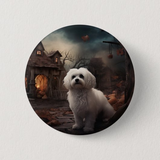Maltesisches Halloween Beängstigend Button (Vorderseite)