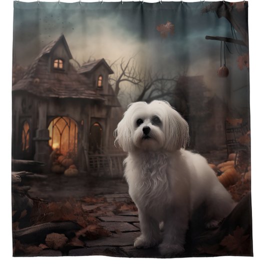 Maltesisches Halloween Beängstigend Duschvorhang (Vorderseite)