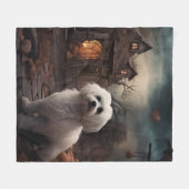 Maltesisches Halloween Beängstigend Fleecedecke (Vorderseite (Horizontal))