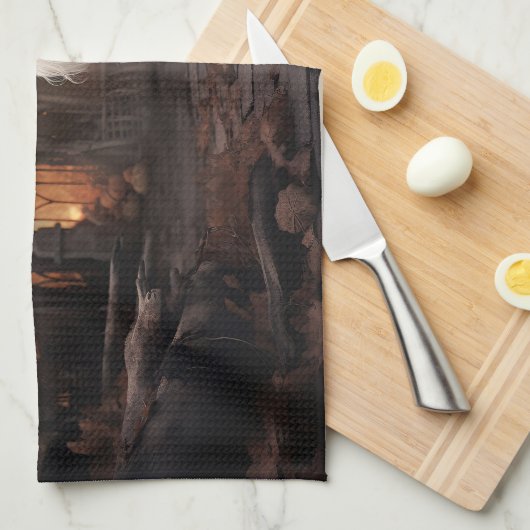 Maltesisches Halloween Beängstigend Geschirrtuch (Viertel Falte)