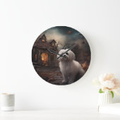 Maltesisches Halloween Beängstigend Große Wanduhr (Zuhause)