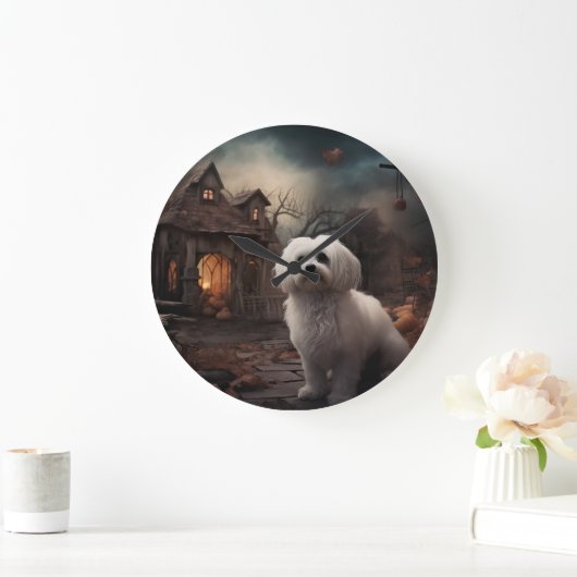 Maltesisches Halloween Beängstigend Große Wanduhr (Zuhause)
