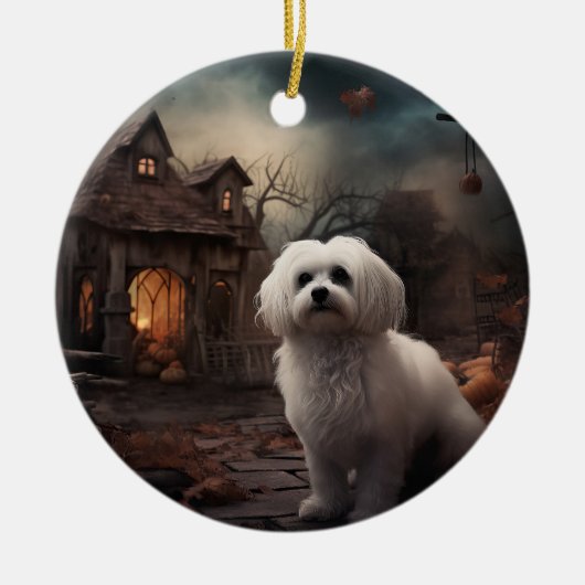 Maltesisches Halloween Beängstigend Keramik Ornament (Vorne)