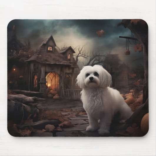 Maltesisches Halloween Beängstigend Mousepad (Vorne)