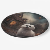 Maltesisches Halloween Beängstigend Pappteller (Schrägansicht)