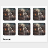 Maltesisches Halloween Beängstigend Quadratischer Aufkleber (Blatt)