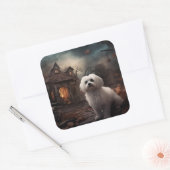 Maltesisches Halloween Beängstigend Quadratischer Aufkleber (Umschlag)