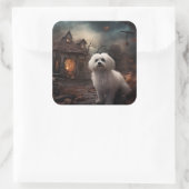 Maltesisches Halloween Beängstigend Quadratischer Aufkleber (Tasche)