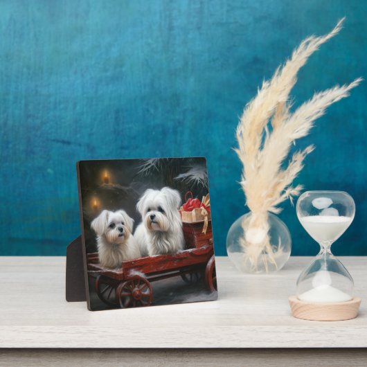 Maltesisches Snowy Sleigh Weihnachtsdekor Fotoplatte (InSitu)