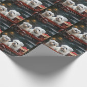 Maltesisches Snowy Sleigh Weihnachtsdekor Geschenkpapier (Ecke)