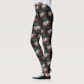 Maltesisches Snowy Sleigh Weihnachtsdekor Leggings (Links)