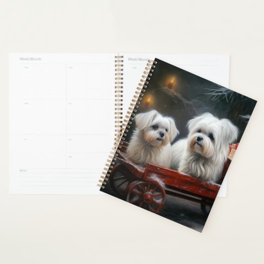 Maltesisches Snowy Sleigh Weihnachtsdekor Planer (Anzeige)