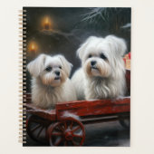 Maltesisches Snowy Sleigh Weihnachtsdekor Planer (Vorderseite)