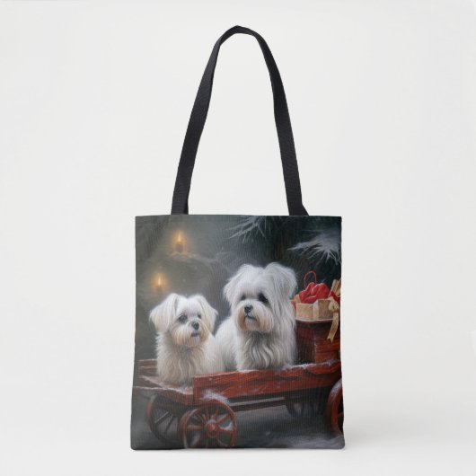 Maltesisches Snowy Sleigh Weihnachtsdekor Tasche (Vorderseite)