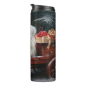 Maltesisches Snowy Sleigh Weihnachtsdekor Thermosbecher (Nach rechts gedreht)