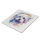 Maltesisches Terrier Watercolor-Hundin Fliese (Seite)