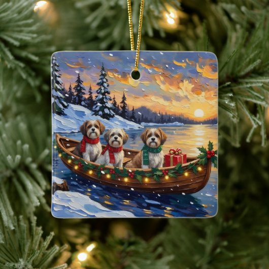 Malti Tzu Christmas Boat Holiday Keramikornament (Baum)
