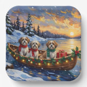 Malti Tzu Christmas Boat Holiday Pappteller (Vorderseite)