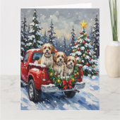 Malti-Tzu Christmas Red Truck Holiday Karte (Vorderseite)