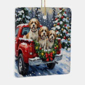 Malti-Tzu Christmas Red Truck Holiday Keramikornament (Rechts)