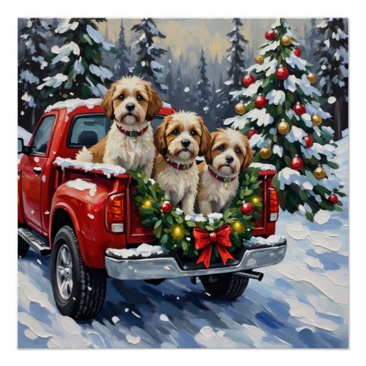 Malti-Tzu Christmas Red Truck Holiday Poster (Vorderseite)