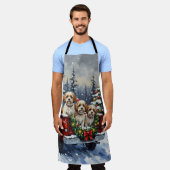 Malti-Tzu Christmas Red Truck Holiday Schürze (Getragen)