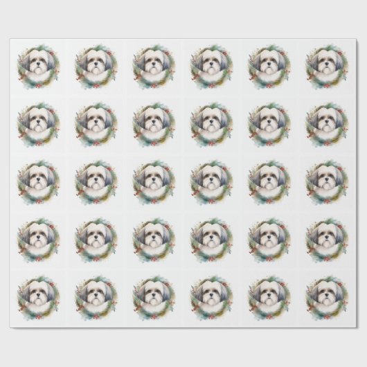 Malti Tzu Christmas Wreath Festivals Geschenkpapier (Flach)