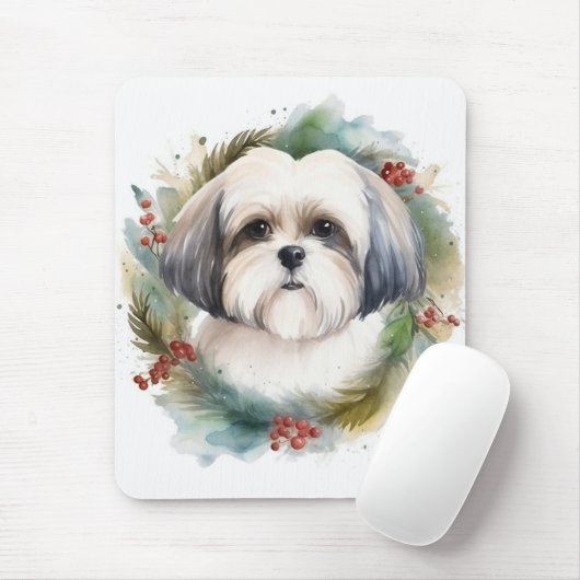 Malti Tzu Christmas Wreath Festivals Mousepad (Mit Mouse)
