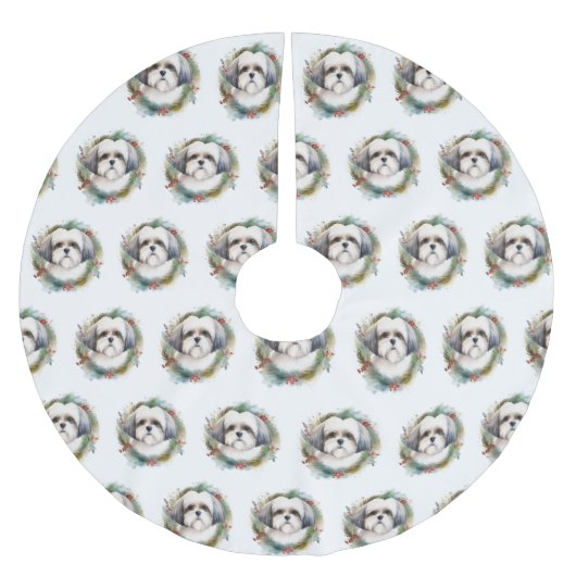 Malti Tzu Christmas Wreath Festivals Polyester Weihnachtsbaumdecke (Vorderseite)