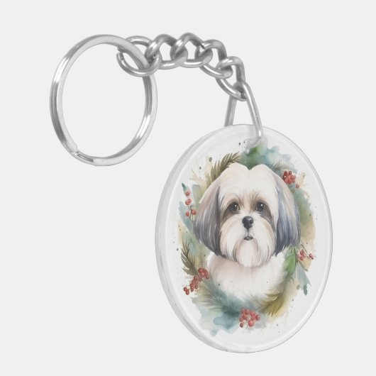 Malti Tzu Christmas Wreath Festivals Schlüsselanhänger (Vorderseite links)