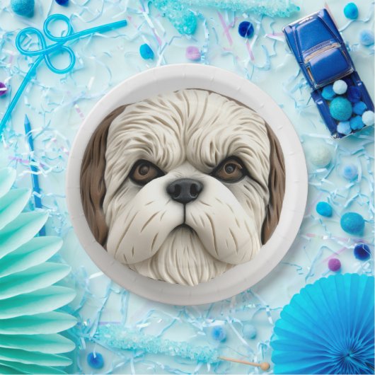 Malti Tzu Dog 3D Inspiriert Pappteller (Party)