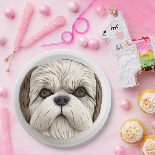 Malti Tzu Dog 3D Inspiriert Pappteller (Party)