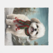 Malti Tzu Dog im Schnee Weihnachten Fleecedecke (Vorderseite (Horizontal))