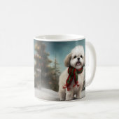 Malti Tzu Dog im Schnee Weihnachten Kaffeetasse (VorderseiteRechts)